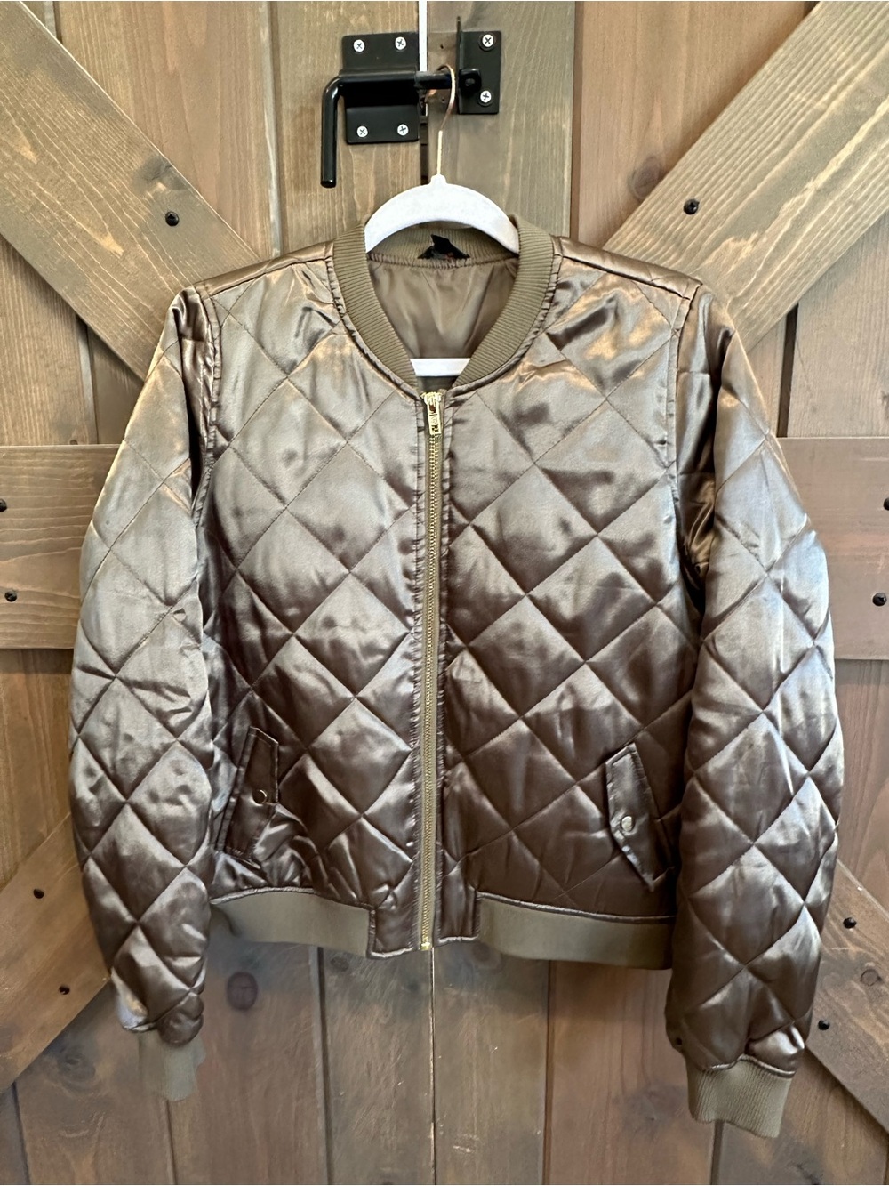 Quilted Bomber Jacket - Olive green